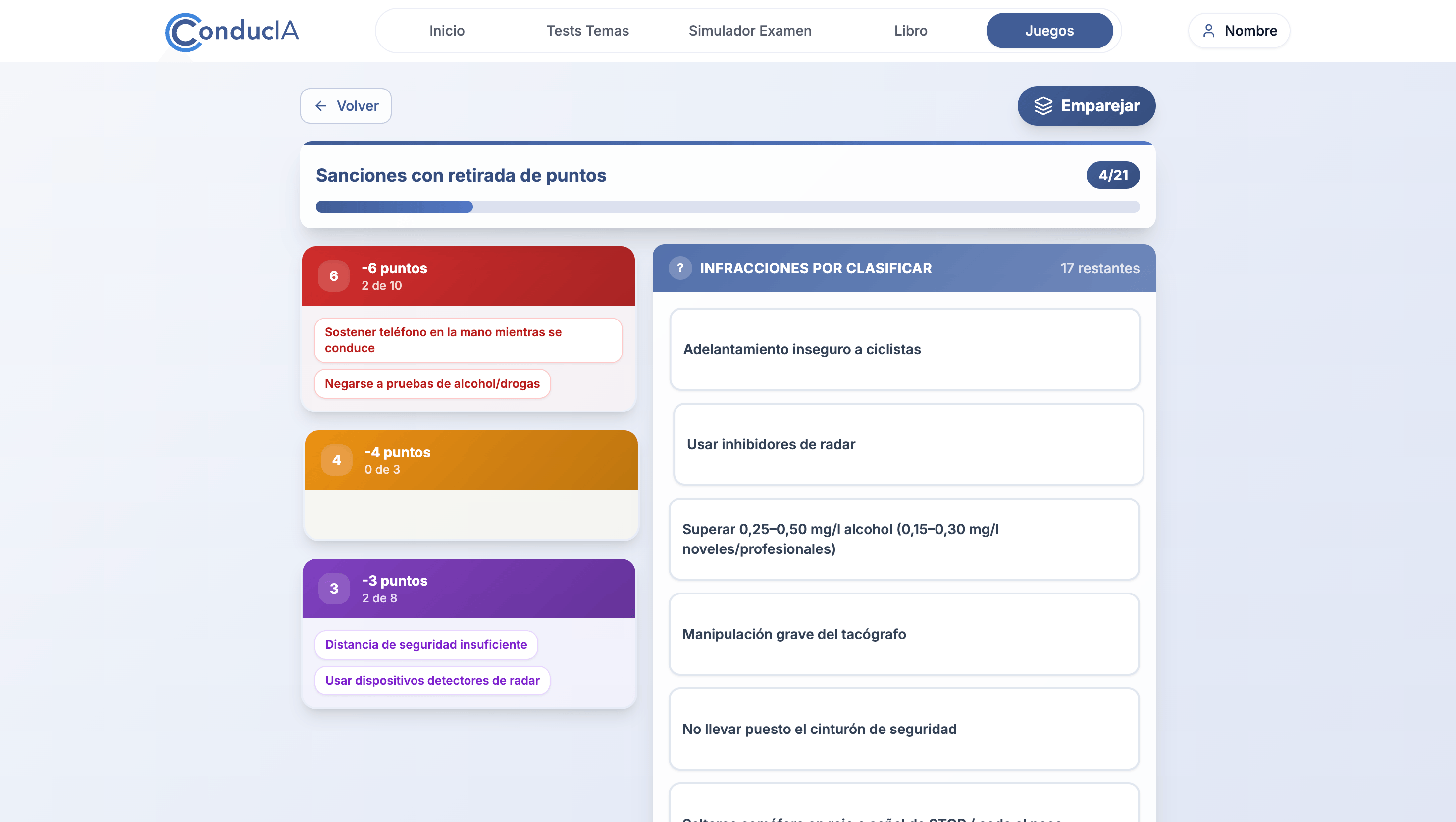 Points Classification Game